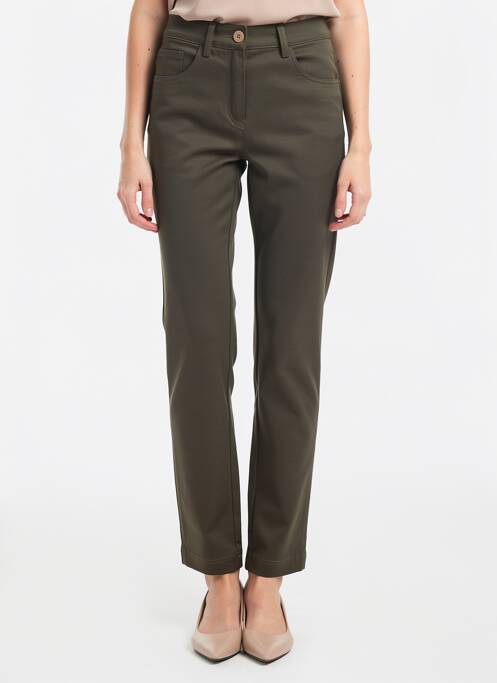 Pantalon slim țesătură poplin mărime normală verde STARK femme