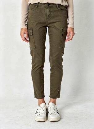Pantalon 7/8 închidere cu fermoar sub clapetă cu nasturi verde NOISY MAY femeie