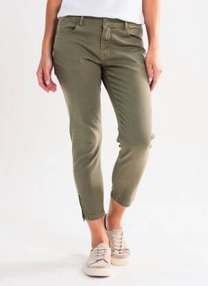 Pantalon 7/8 închidere cu fermoar sub clapetă cu nasturi verde NOISY MAY femeie