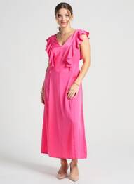 Rochie lungă mâneci scurte mâneci scurte roz B.YOUNG femeie