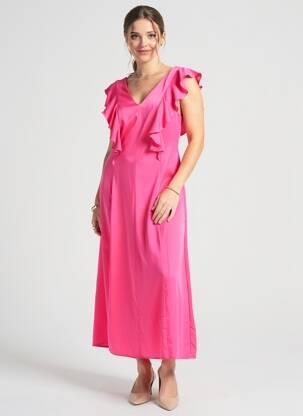 Rochie lungă mâneci scurte mâneci scurte roz B.YOUNG femme