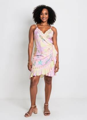 Rochie scurtă croială cambrată bretele subțiri violet LAST QUEEN femeie