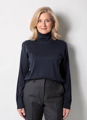 Pulover cu guler înalt croială cambrată mâneci lungi negru GERRY WEBER femeie