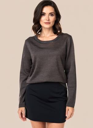 Pulover croială dreaptă mâneci lungi gri FUEGO WOMAN femeie