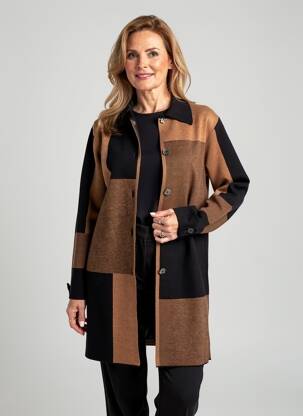 Vestă cu mâneci lungi croială cambrată maro MARBLE femeie