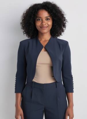 Bolero efect material satinat albastru JOSEPH RIBKOFF femeie