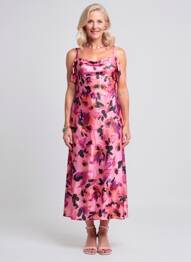 Rochie lungă imprimeu floral mâneci scurte roz JOSEPH RIBKOFF femme