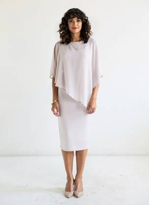 Rochie midi croială fluidă mâneci 3/4 gri JOSEPH RIBKOFF femeie