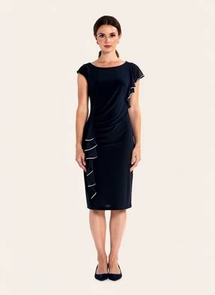 Rochie midi închidere cu fermoar la spate mâneci scurte albastru JOSEPH RIBKOFF femeie