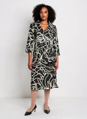 Rochie midi mâneci 3/4 mâneci 3/4 negru JOSEPH RIBKOFF femeie