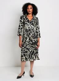 Rochie midi mâneci 3/4 mâneci 3/4 negru JOSEPH RIBKOFF femme