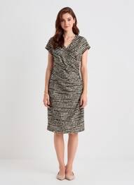 Rochie midi închidere cu fermoar la spate mâneci scurte verde JOSEPH RIBKOFF femme