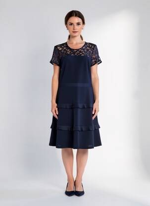 Rochie midi închidere cu fermoar la spate mâneci scurte albastru JOSEPH RIBKOFF femeie
