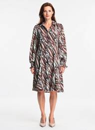 Rochie midi croială fluidă mâneci lungi maro MARBLE femeie