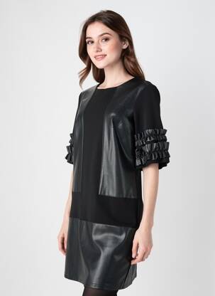 Rochie midi închidere cu fermoar la spate mâneci scurte negru JOSEPH RIBKOFF femeie