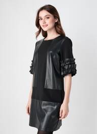 Rochie midi închidere cu fermoar la spate mâneci scurte negru JOSEPH RIBKOFF femme