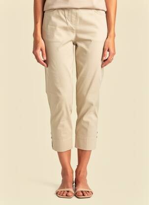 Pantalon trei sferturi talie elastică mărime normală bej ADELINA BY SCHEITER femeie