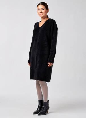 Rochie pulover croială dreaptă mâneci lungi negru ESTHEME femeie