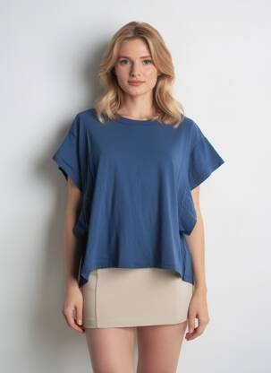 Tricou elasticitate mâneci scurte albastru VICBEE femeie