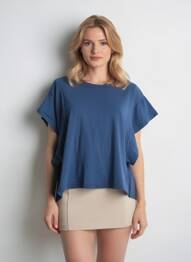Tricou elasticitate mâneci scurte albastru VICBEE femeie