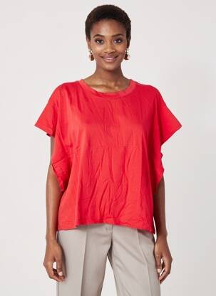 Tricou elasticitate mâneci scurte roșu VICBEE femeie