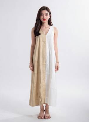 Rochie lungă fără mâneci fără mâneci bej ALPHA STUDIO femeie
