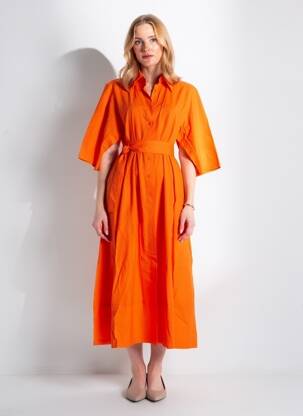 Rochie lungă mâneci scurte mâneci scurte portocaliu SEVENTY femme