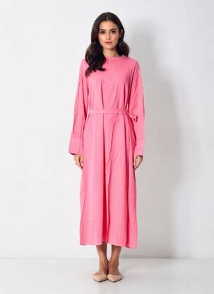 Rochie lungă mâneci lungi mâneci lungi roz SEVENTY femeie