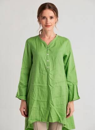 Tunică mâneci lungi manșete evazate verde HARIS COTTON femeie