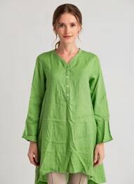 Tunică mâneci lungi manșete evazate verde HARIS COTTON femme