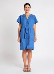 Rochie midi țesătură crep mâneci scurte albastru ZYGA femme