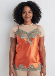 Nuisetă/combinetă efect material satinat portocaliu MARJOLAINE femme