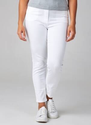 Jegging țesătură poplin mărime normală alb STARK femeie