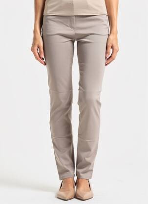 Jegging țesătură poplin mărime normală maro STARK femeie