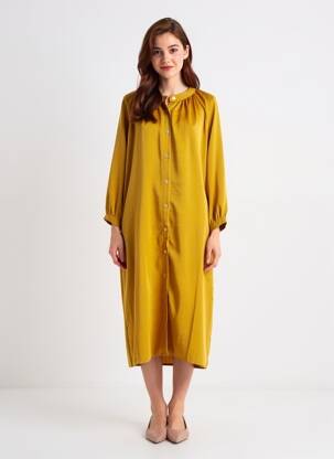 Rochie midi mâneci lungi mâneci lungi galben SCARLET ROOS femeie