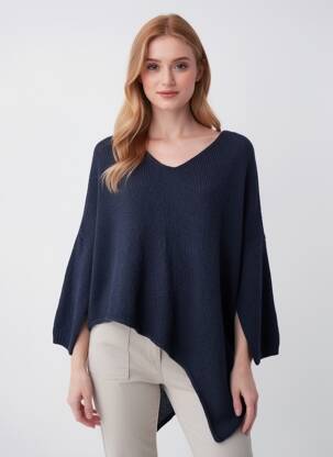 Pulover croială dreaptă mâneci lungi albastru MADE IN ITALY femeie