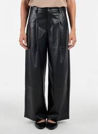Pantalon larg închidere cu fermoar sub clapetă cu nasturi mărime normală negru LAULIA femme