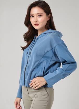 Jachete casual guler rotund albastru ROSE GARDEN femeie