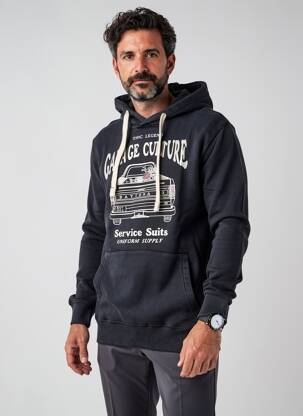 Hanorac cu glugă țesătură jersey mâneci lungi negru DAYTONA bărbat