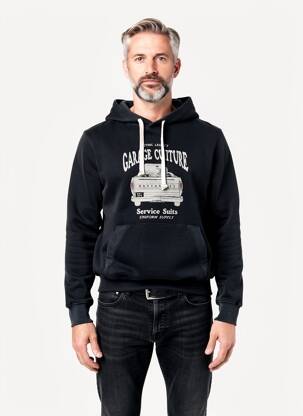 Hanorac cu glugă țesătură jersey mâneci lungi negru DAYTONA bărbat