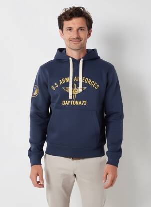 Hanorac cu glugă broderie mâneci lungi albastru DAYTONA bărbat