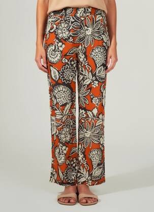 Pantalon drept țesătură poplin mărime normală maro C'EST BEAU LA VIE femeie