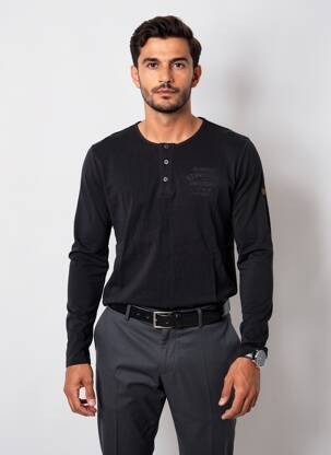 Tricou elasticitate mâneci lungi negru DAYTONA bărbat