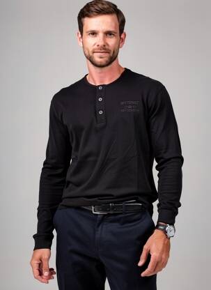 Tricou elasticitate mâneci lungi negru DAYTONA bărbat