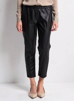 Pantalon 7/8 talie elastică mărime normală negru MAT. femeie