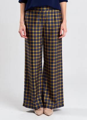 Pantalon larg croială fluidă albastru NICE THINGS femeie