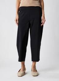 Pantalon 7/8 țesătură poplin mărime normală negru YESTA femme