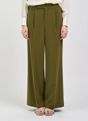 Pantalon drept țesătură poplin mărime normală verde ESQUALO femeie