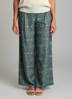Pantalon larg țesătură poplin mărime normală verde ZILCH femeie