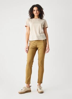 Jegging țesătură poplin talie înaltă bej MASAI femeie